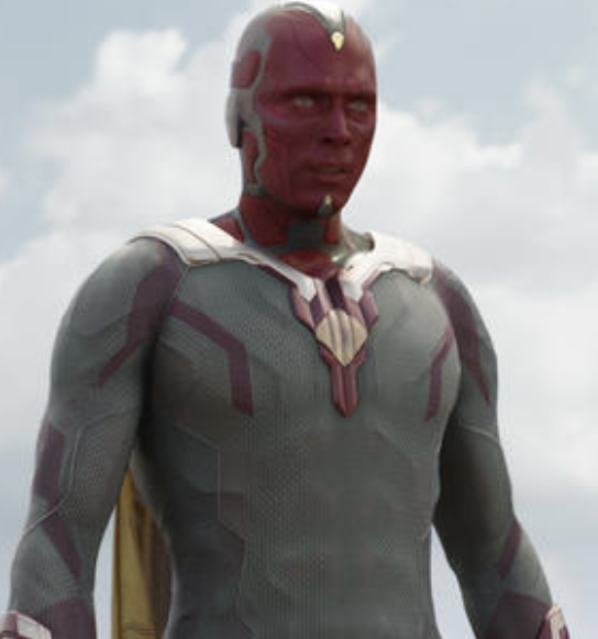 (Vision in Civil War) Vision is not a robot, but a synthezoid. He's human in every physical way except that he was artificially constructed.  Ultron is Vision's dad. In the comics, Ultron and Dr. Phineas Horton created the Vision from the android The Human Torch.  In the comics, Tony Stark's human butler Jarvis was hypnotized by Ultron into betraying the Avengers. Paul Bettany played Tony Stark's computer butler J.A.R.V.I.S. in Avengers. In the comics, Ultron tries to use Vision to attack the Avengers.